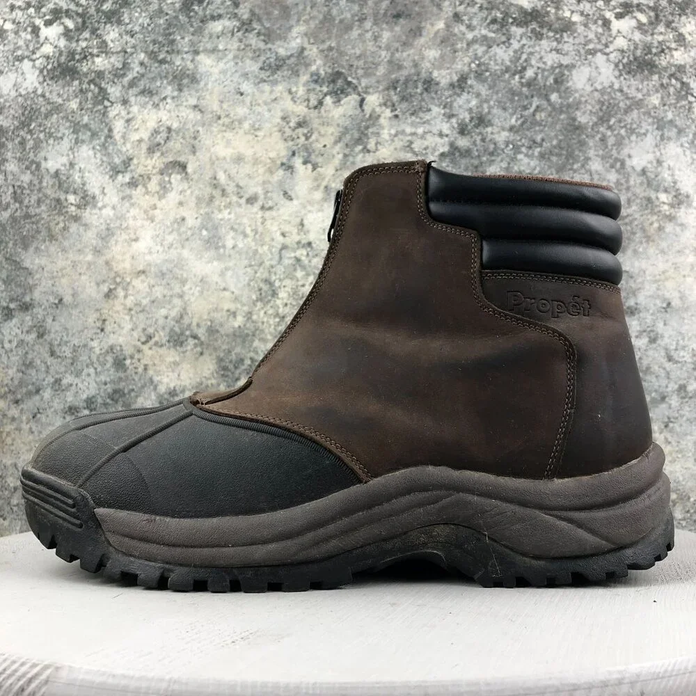 Propet Men's Size 11.5 X(3E) Blizzard Mid Zip Brown Leather 3M Insulated Boots